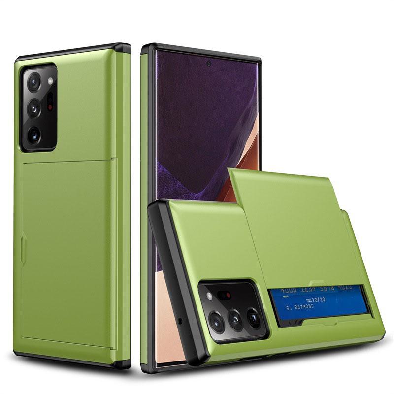 

Чохол для телефону Business Sliding Card 2-in-1 для Samsung S23 S22 S21 S20 Ultra Plus Note 20 Ultra Note 10 Note 9 Note 8 S10 S9 S8 М’яка силіконова задня кришка Samsung Note 10 Pro зелений