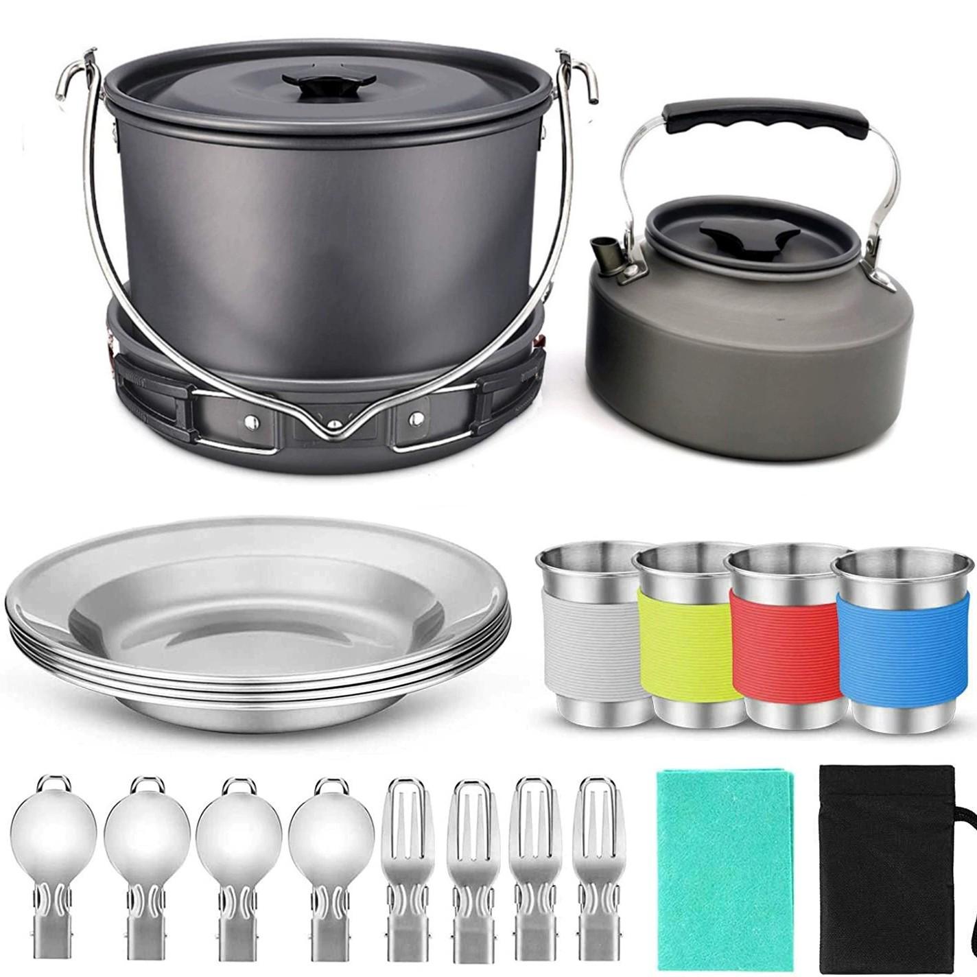 Supplies Large Hanging Pot  Sale Camping Portable Cookware Extra Large Hanging Pot 5-7 Person Picnic Cookware Set