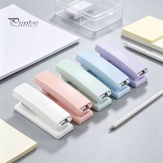 Easy Press Stapler for Comfortable Use Mini Stapler, with Ergonomic Curved Design, Handheld Morandi Color Minimalist Office School Home And