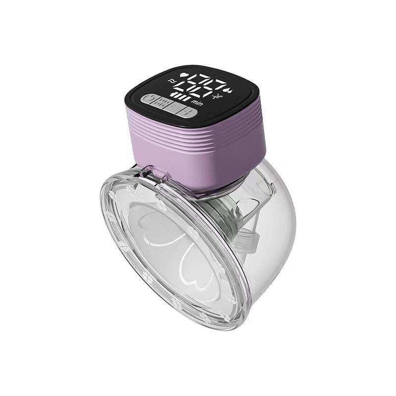 

Портативный перезаряжаемый электрический молокоотсос, встроенный силиконовый молокоотсос, беспроводной носимый без помощи рук, женский молокоотсос фиолетовый