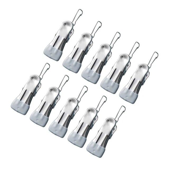 10 szt. Klipsy do ubrań ze stali nierdzewnej Klamerki do prania Haczyk Przenośny Klips do wieszania ubrań Organizer do ubrań do szafy Wieszaki