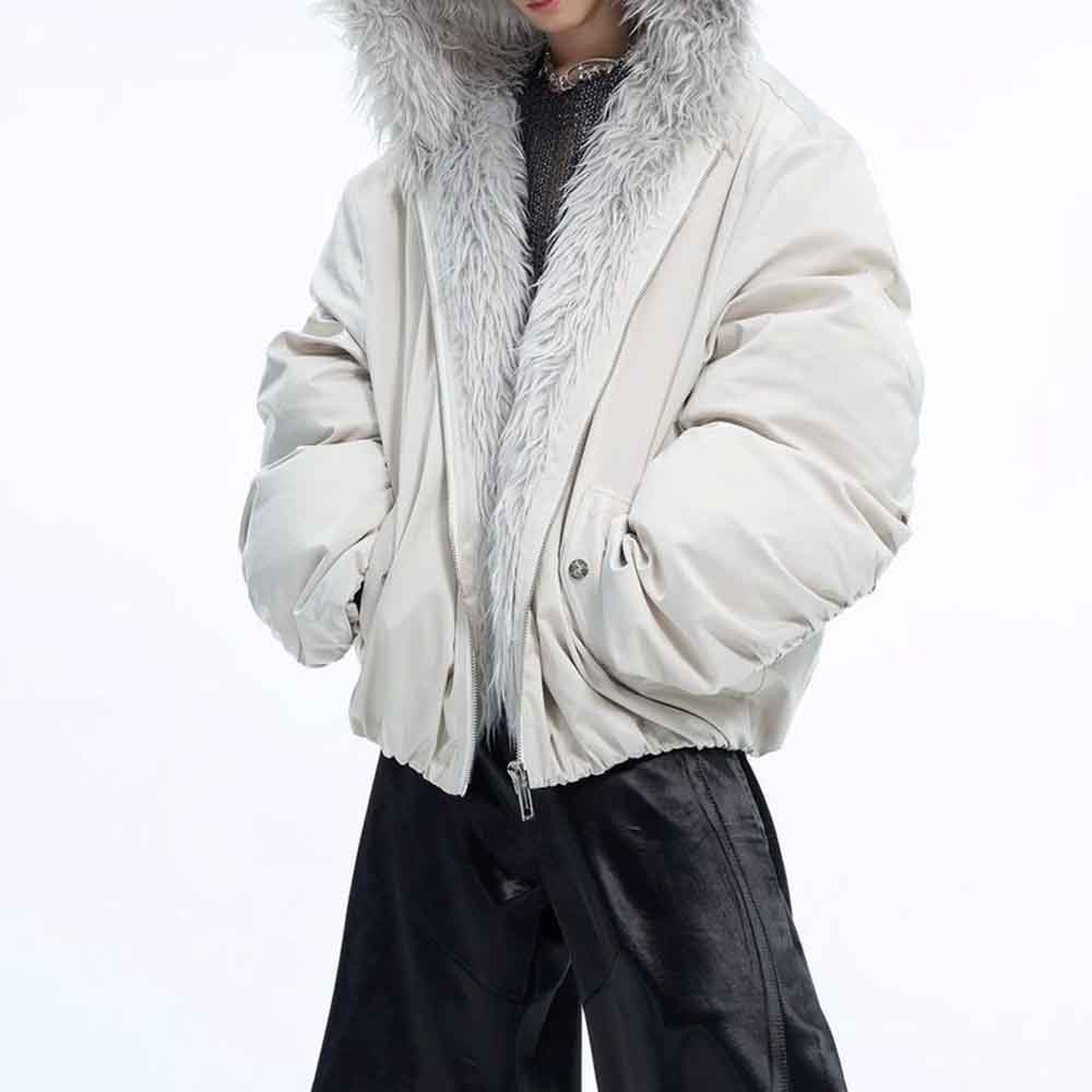 Giacca Invernale da Uomo Patchwork Peloso con Cappuccio Giacca di Cotone Moda Casual Outdoor Versatile Comodo Capo d'Abbigliamento Esterno