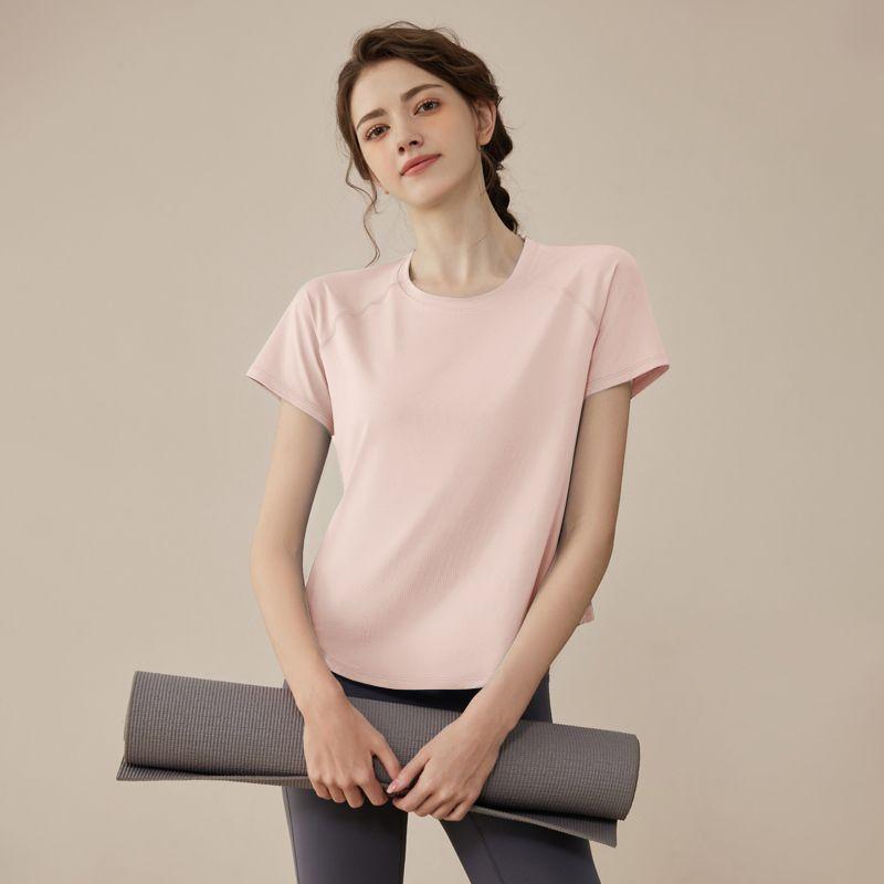 

Спортивная футболка с коротким рукавом, летняя, для бега, быстросохнущая, женская, облегающая, для йоги, топы, одежда для тренировок по пилатесу, одежда для тренировок, рукав до локтя Shallow powder M