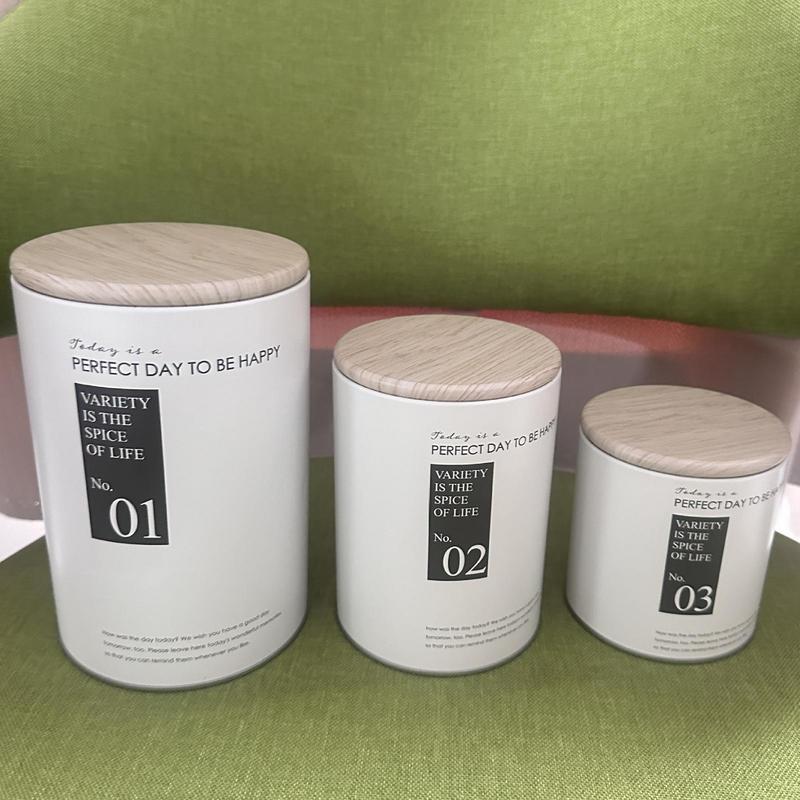 

Storage Jars 3X Tinplate Sugar Jars Creative White With Lids Kitchen Counter Storage Set Home Food Organization Container For CHINA