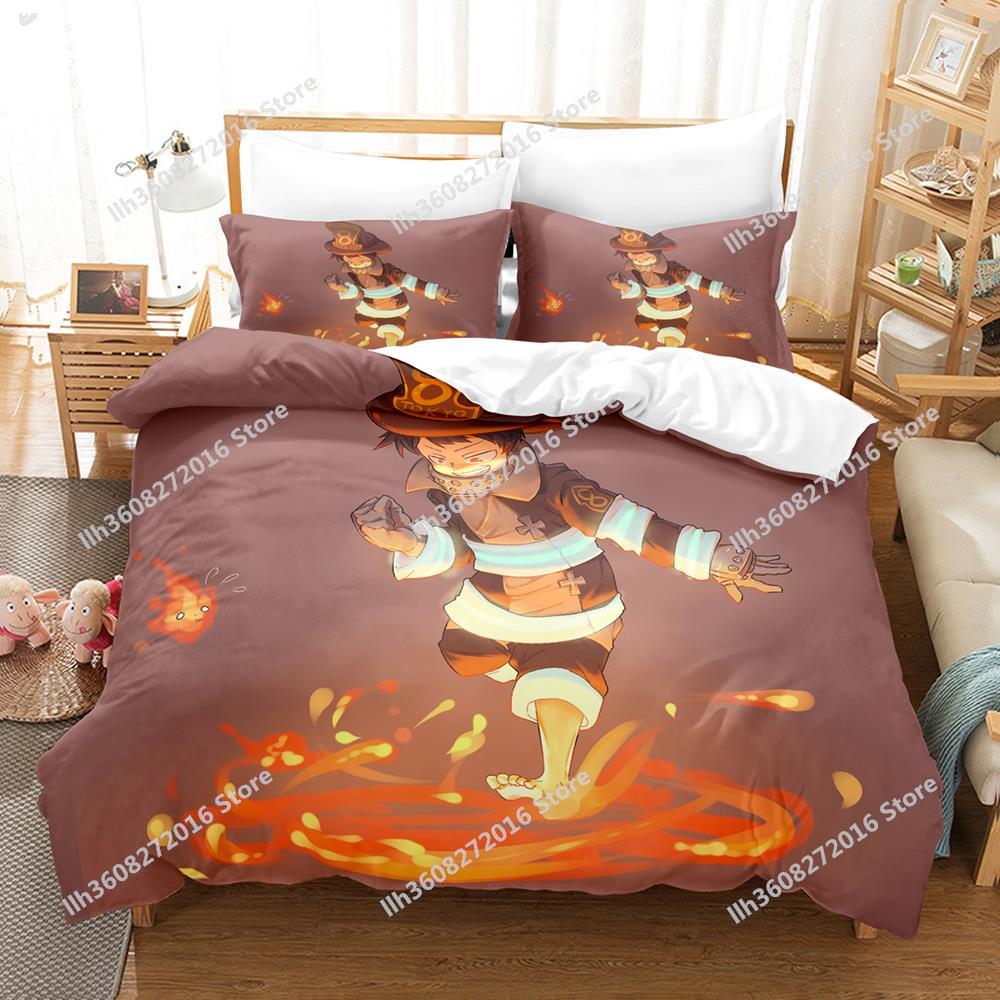 Fire Force Bedding Set Single Twin Full Queen King Size Bed Set Adult Kid Bedroom Three-Piece Suits 3D Print Anime Bed Shee