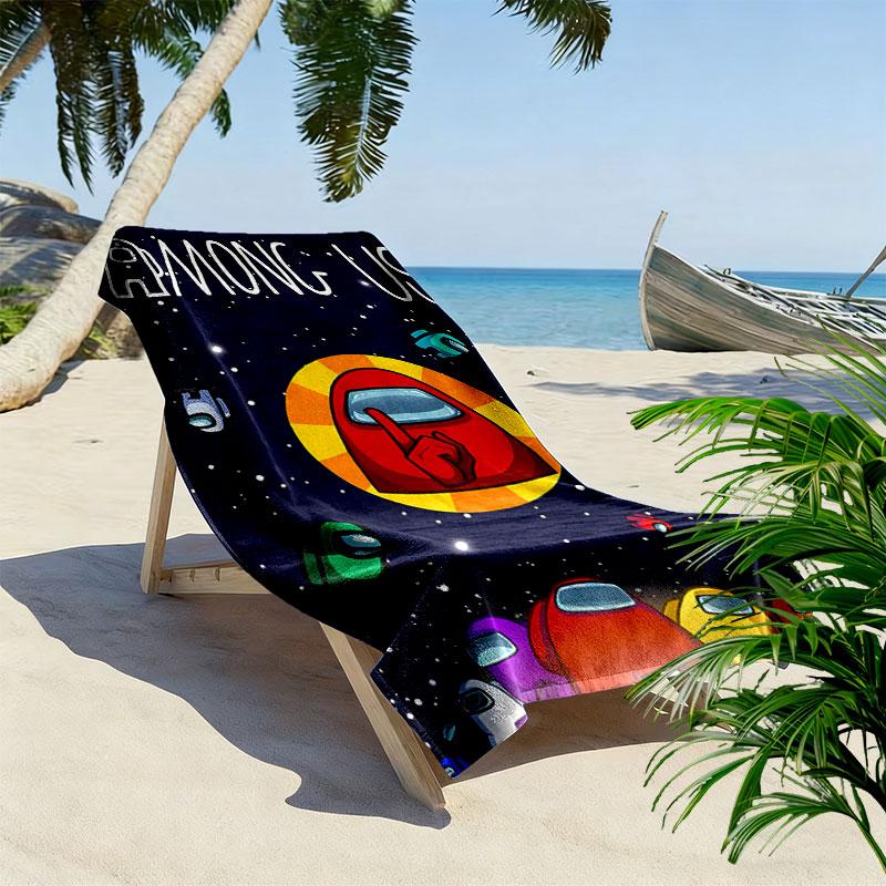Among Us Print Strandtuch, Großes Weiches Schnelltrocknendes Handtuch für Strand Camping Schwimmen