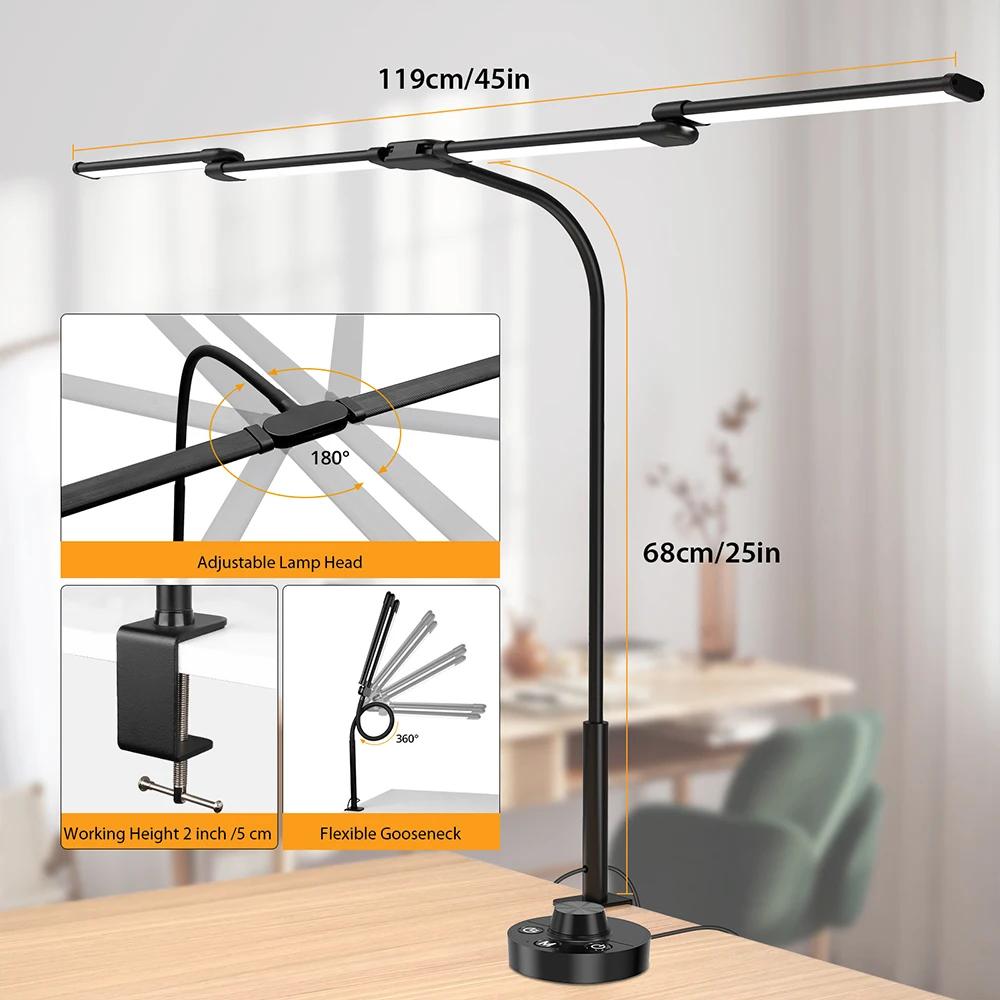 Led Desk Lamp with Clamp Architect Desk Lamp for Home Office Ultra Bright Auto Dimming PC Light Stepless Dimming Table Light