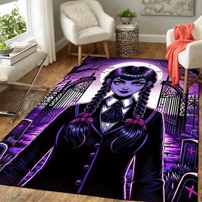1pc Wednesday Pattern Area Rug, Anti Slip Non Shedding Stain Resistant Carpet