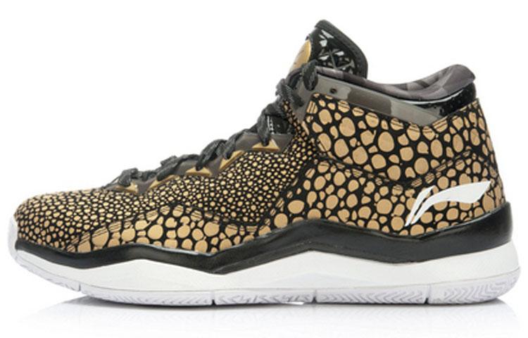 Li Ning WOW 3 Модные Нескользящие Легкие Средние Баскетбольные Кроссовки Мужские Черный Золотой ABAJ013-35 43
