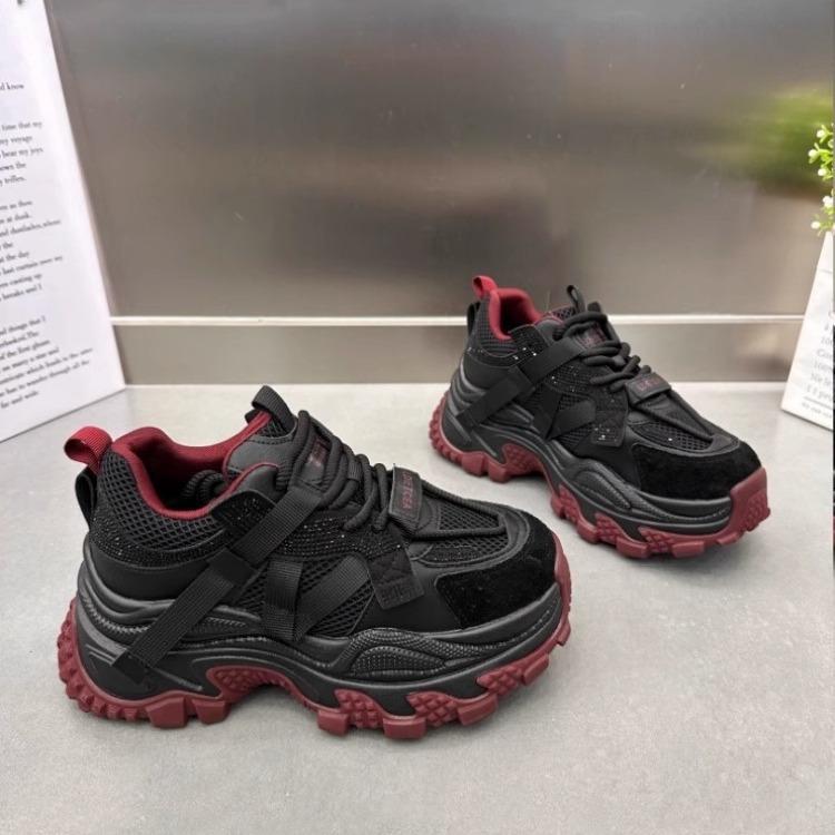 European Station Rhinestone Daddy Shoes Women 2025 Autumn and Winter New Mesh Breathable Leather Casual Sports Paris Running Shoes