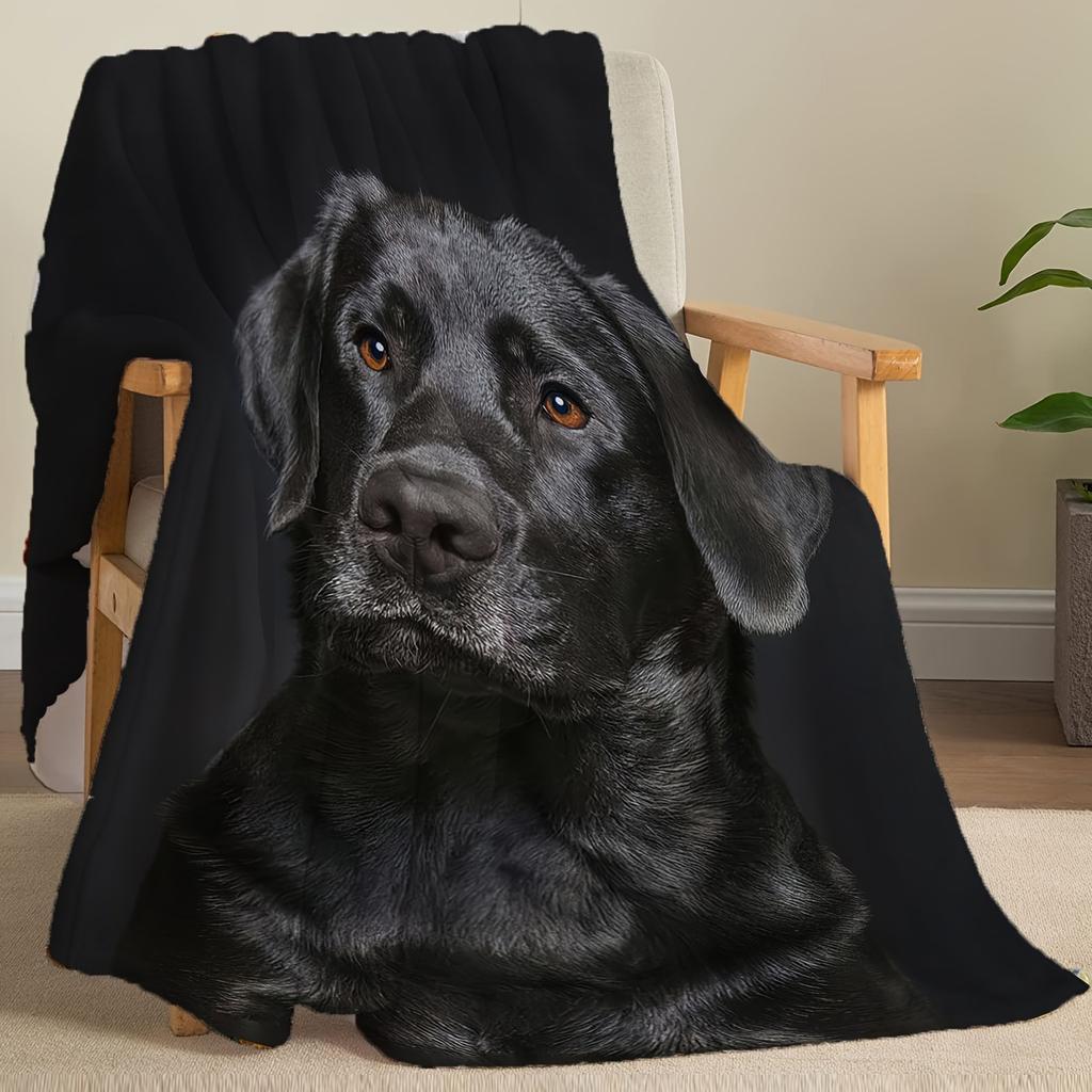 Labrador Printed Flannel Blanket Black Dog Blanket Pet Blanket Dog Lovers Gift Blanket