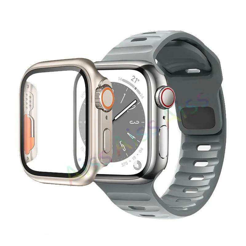 Case+Strap For Apple Watch Band 45mm 44mm 42mm 40mm Smart Silicone Bracelet Iwatch Series 3 4 5 6 Se 7 8 Change To Ultra Case