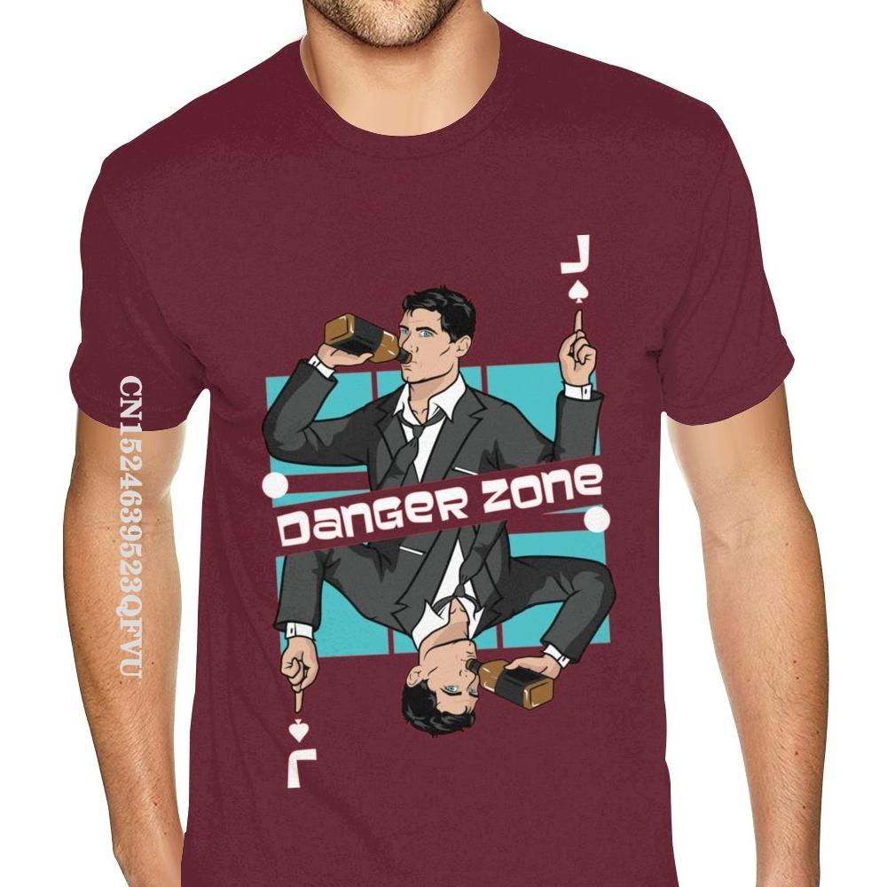 Hot Sale Archer The Danger Zone Shirt Custom Cotton Oversized Anime Tshirt Men For Men's Graphic Black Tees Shirt England Style