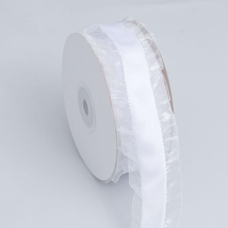 Romantic Solid Color Polyester and Cotton Splicing Soft Skirt Ribbon DIY Bow Hair Braiding Hair Ornaments Wedding Handmade Gift Decorative Ribbon