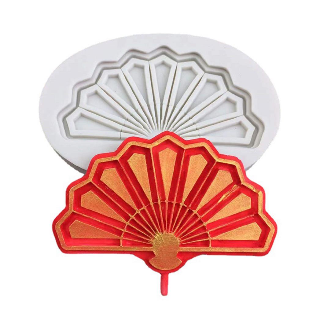 For Creative Folding Fan Shape Fondant Cake Silicone Mold Pastry Chocolate Mould Candy Ice Cube Mold DIY Baking Tool