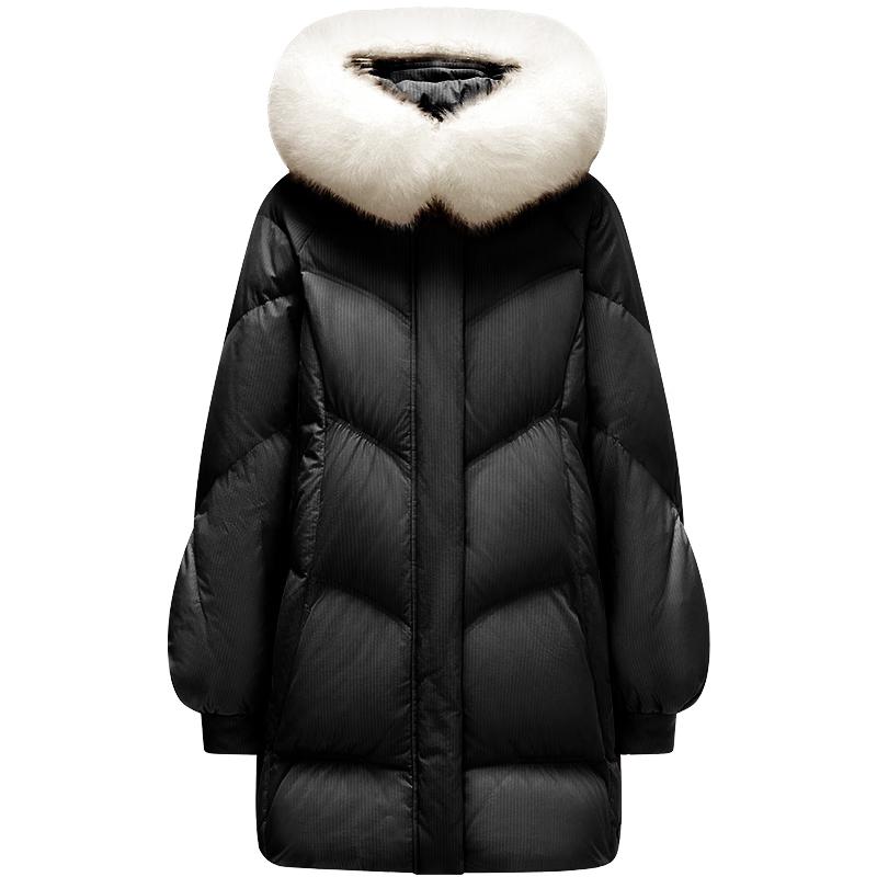 

Tamboer Women s Mid-Length Hooded Fur-Collar Down Jacket TB233568 M