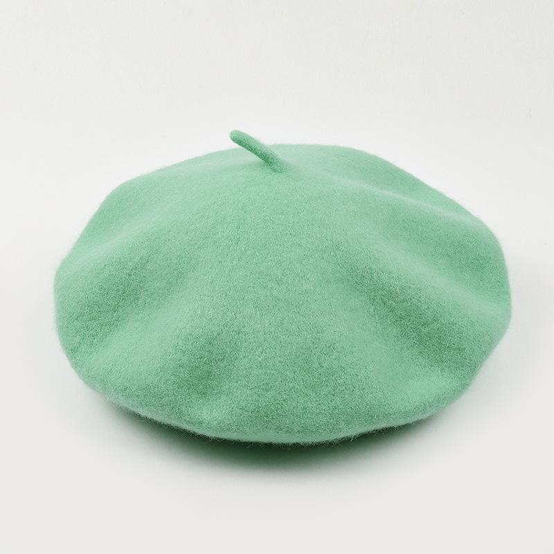 Dámský fialový vlněný baret: Klobouk se širokou krempou, Vintage britský, korejský a japonský styl pro podzim/zimu