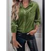 Damen Samt Button-Down Hemden Herbst Schick Lässig Vintage Oberteile V-Ausschnitt Raffinierte Blusen Langarm T-Shirts für Damen