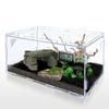 Ghims Reptile Cage, Terrarium with Thermometer and Hygrometer, Transparent, Ventilated, Feeding Box, Acrylic Container with Good Ventilation, Suitable