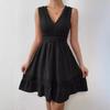 Women's Lace Lace Patchwork Pleated V-neck Sexy Backless Dress