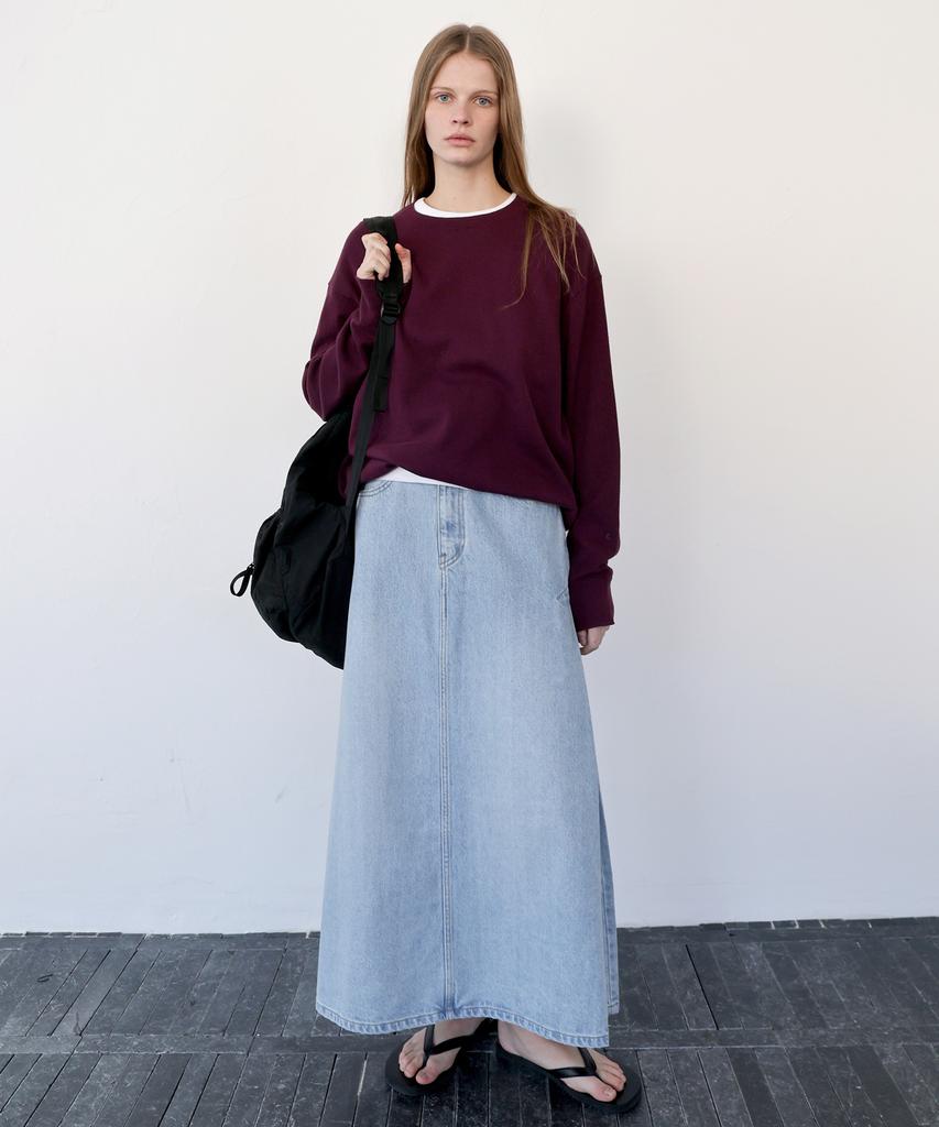 Leuba Trigger Pleated Denim Long Skirt - Light Blue