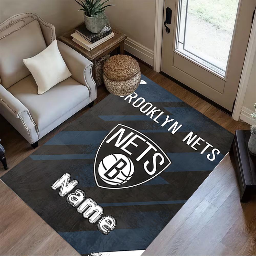 Brooklyn Nets Print Customize Your Name Carpet Suitable for Dormitory Bedrooms Hallway Decorate Room Anti-slip Rug Decorate Offices