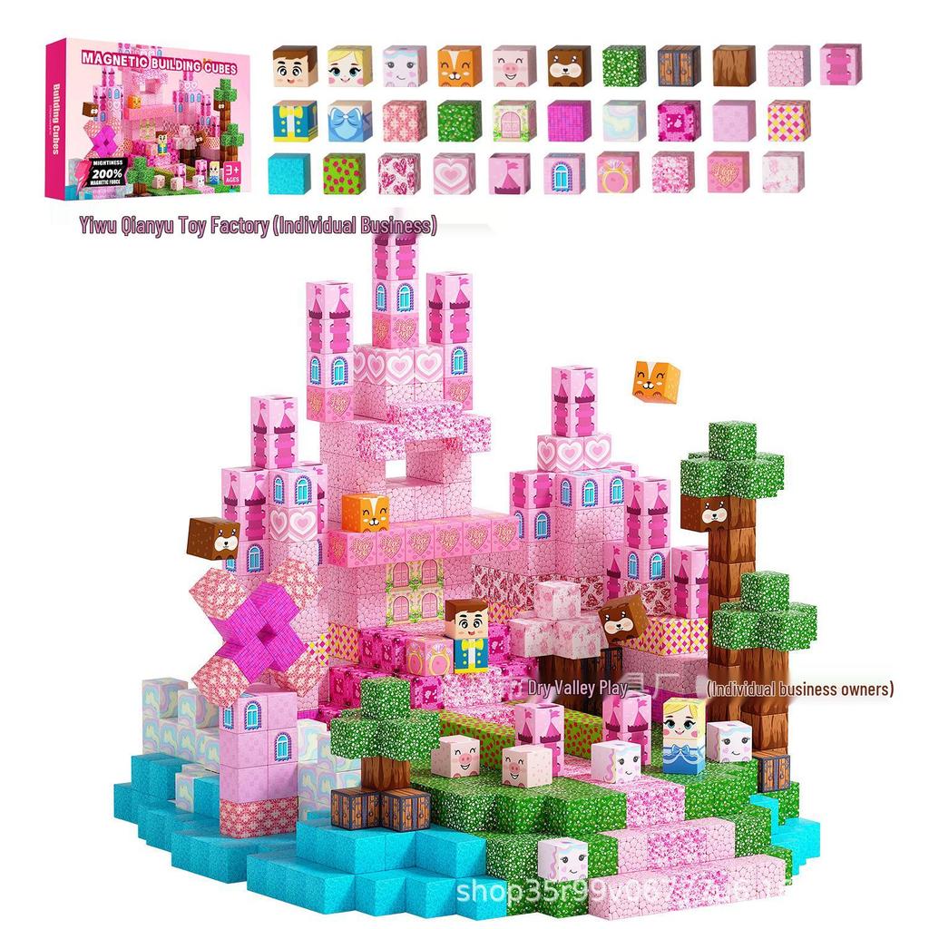 Magnetic Pink Castle STEM Cube Building Set