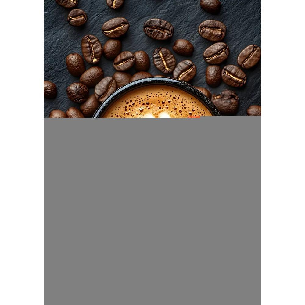 Coffee Cup And Beans Photograph Posters Delicious Coffee Latte Breakfast Prints Canvas Painting Wall Art Picture Home Room Decor