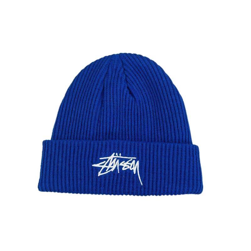 Unisex Stussy vyšívaná vlněná čepice - Trendy hip-hop streetwear pro podzim/zimu