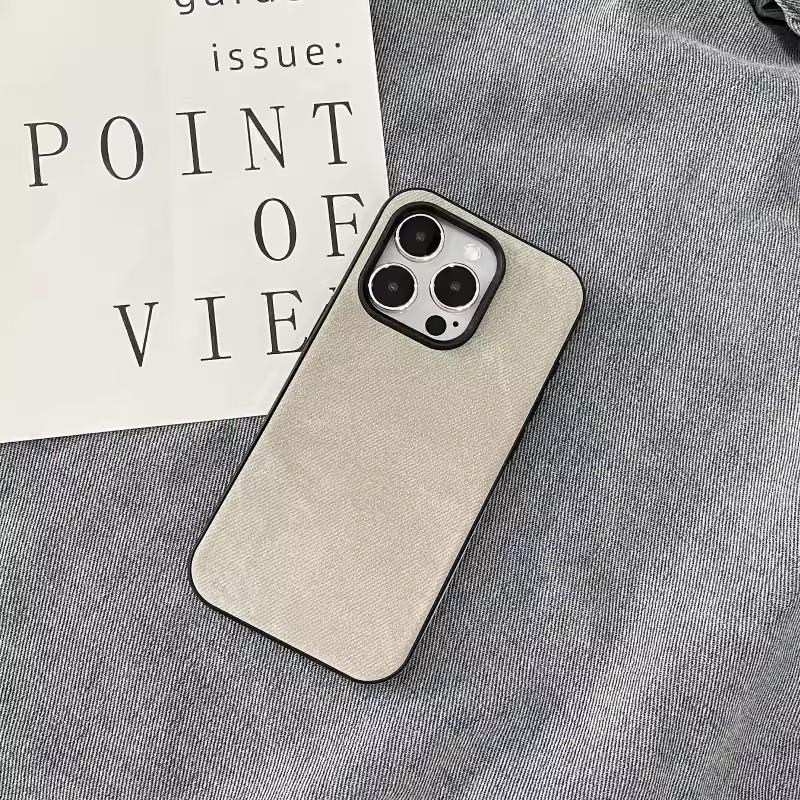Applicable To Apple 16promax Mobile Phone Case New Denim Pattern 15 Lambskin 14 Silicone Matte 13 Protective Cover 12