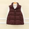 Loose Sleeveless Short Stand-up Collar Vest for Winter Commuting Simple Casual Cotton Vest