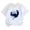 Tropfender Geist A4 Brief Grafikdruck Kinder Kurzarm T-Shirt Rundhalsausschnitt Lässiger Streetstyle Kinder Alltag