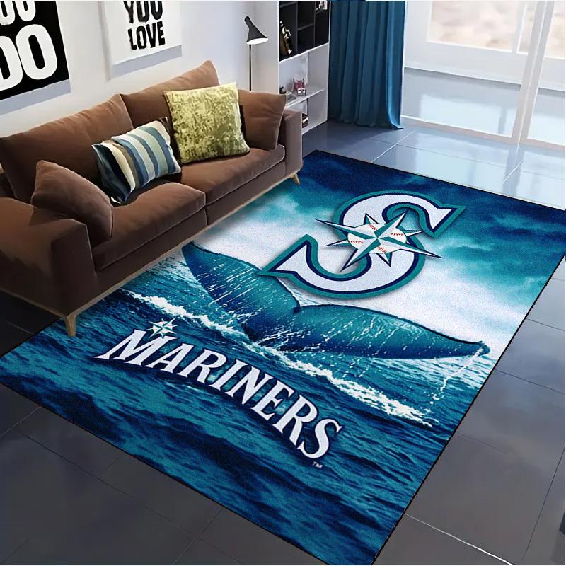 Seattle Mariners Logo Carpet Rug for Living Room Bedroom Home Sofa Decoration,Kids play Non-slip Floor Mat