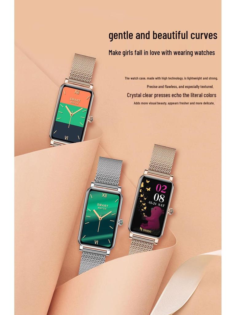 ZX19 Women's Smartwatch - Heart Rate, Blood Pressure, Menstrual Cycle Alerts, Changeable Dial, Touch Screen.