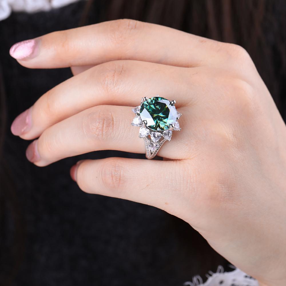 3CT/10CT D Color Moissanite Ring For Women 100%   CopperAU750 Plated Engagement Wedding Bride Diamond Rings with GRA