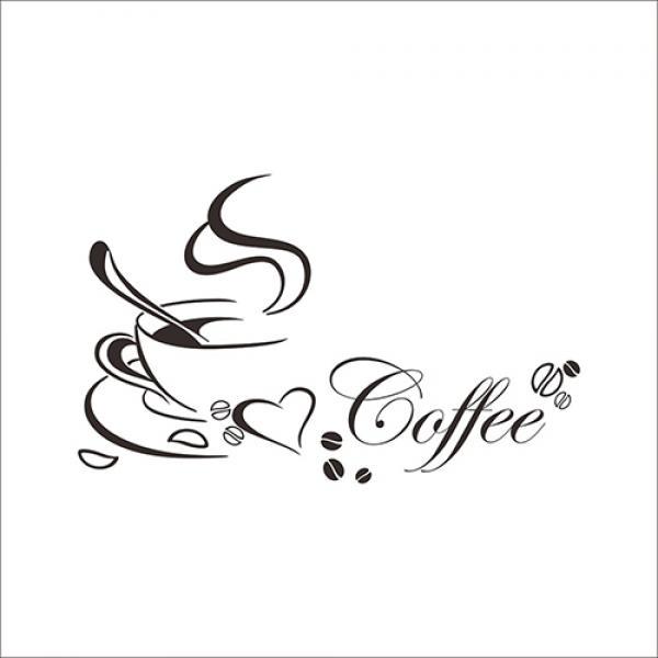 Adesivo Murale In Vinile Con Tazza Di Caffè – Decorazione Per Cucina, Soggiorno O Bar – Rimovibile, 50,5x30 Cm