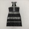 2025 Autumn/Winter European Fashion Pearl Rhinestone Halter Bandage Dress