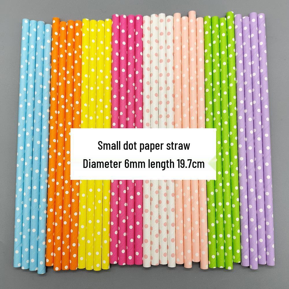 Colorful Polka Dot Biodegradable Paper Straws - Ideal for Juices, Beverages, Desserts & Table Decorations