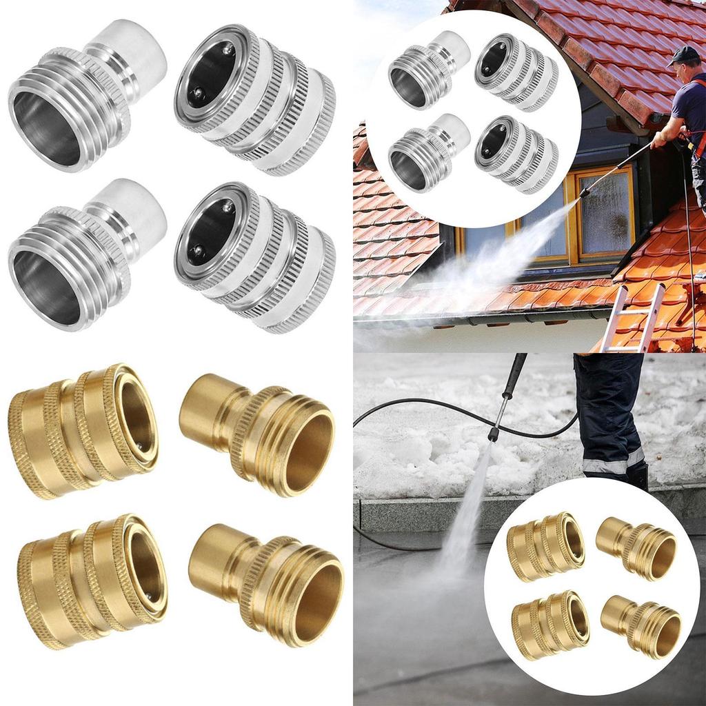 4 Pieces Garden Hose Quick Connect Water Hose Fitting 3/4 Inch Repair Parts High Performance Pressure Washer Adapters