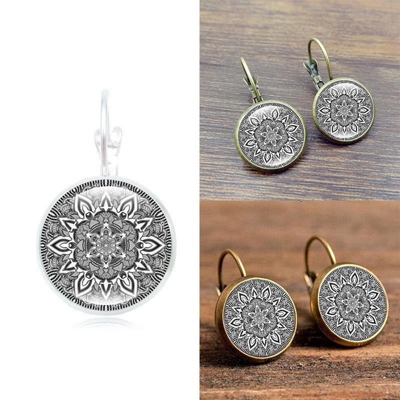 Fashion Elegant Round Stud Ear Vintage Women Girls Lady Crystal Flower Hoop Earrings  for Women