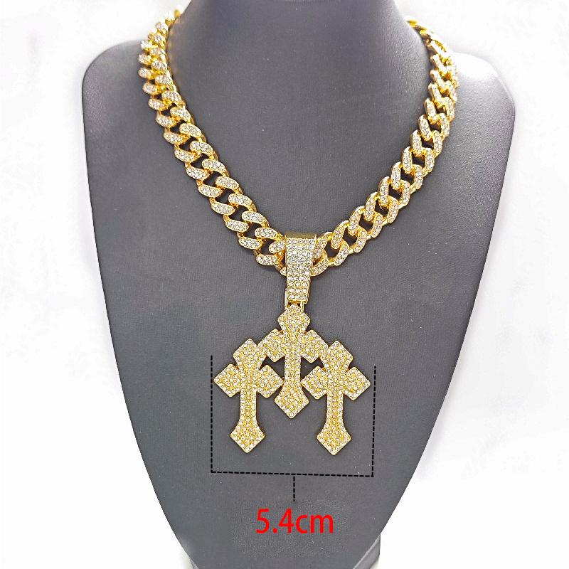 Nuove Collane Ciondolo a Croce Impilate Iced Out per Uomo Con Catena Cubana da 13mm Gioielli a Croce Hip Hop Strass Ciondolo Regalo