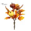Bouquet Autunnale Artificiale con Zucche in Tessuto Foglie d'Acero Bacche di Grano, Fiori Finti e Decorazioni Autunnali per Centrotavola del Ringraziamento, Stagionale