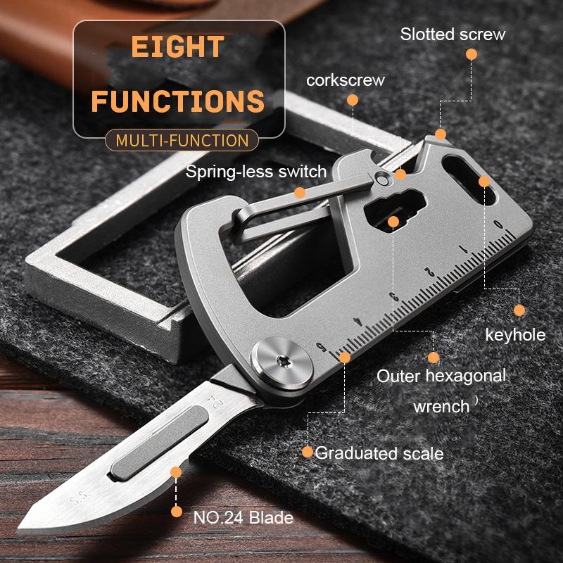 Detachable NO.24 Blade Titanium Alloy Keychain Knife Ruler Bottle Opener Etc Multifunctional Men's Car Key Latch Utility Knife
