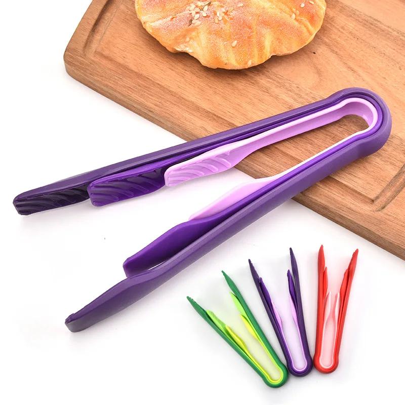 3PCS/Set Versatile Plastic Food Tongs Non-Slip Meat Vegetable Salad Clip Frying Barbecue Tools Bread Dessert Clamp