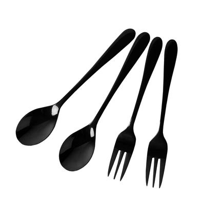 Pearl Metal 2 Tea Spoons 2 Fruit Forks 4 Piece Set Limited Edition Black Titanium Plated BLKP Black [BLKP] / AZ-5033