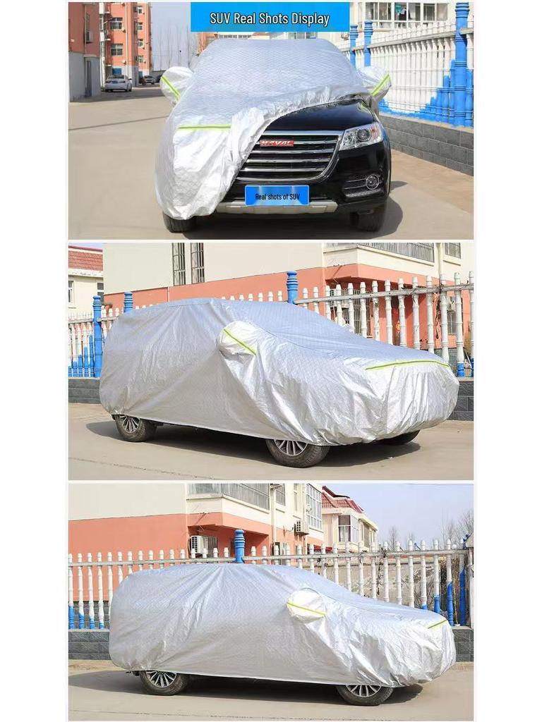 Silver Sunshade Car Cover: Full Protection Against Sun, Rain, and Dust for Sedans and SUVs