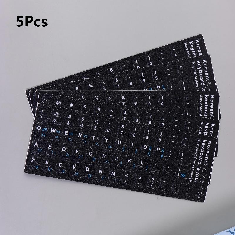 Waterproof Korean Keyboard Sticker 5Pcs Set PVC Material Decal Reusable for Laptop Desktop PC For Multilingual Users