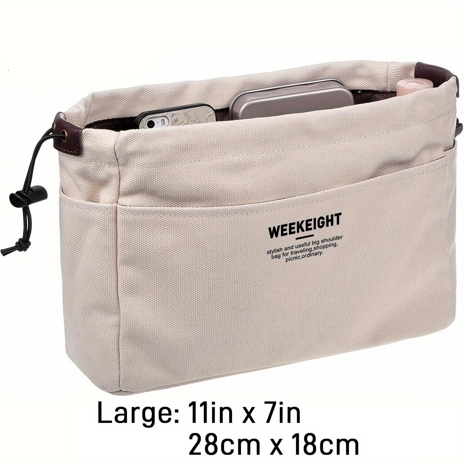 

Canvas Drawstring Storage Bag Multi-Pocket Travel Organizer Pouch for Cosmetics Electronics Washable Lightweight L светло-коричневого