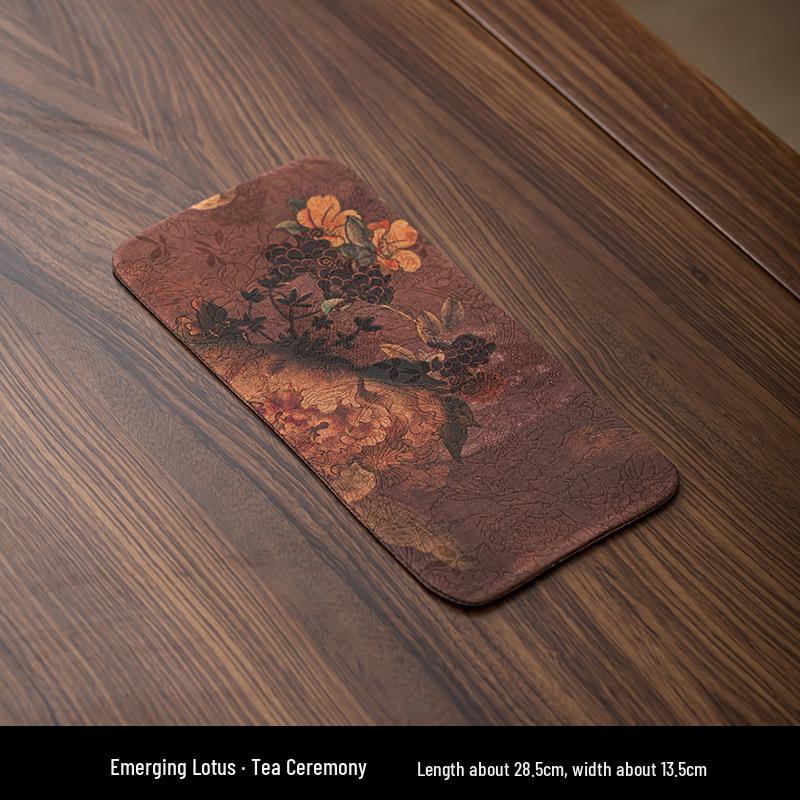 Xiangyunsha Chinese Zen Double-Sided Waterproof Tea Mat - Thickened Tablecloth for Dry Brew 28*13cm
