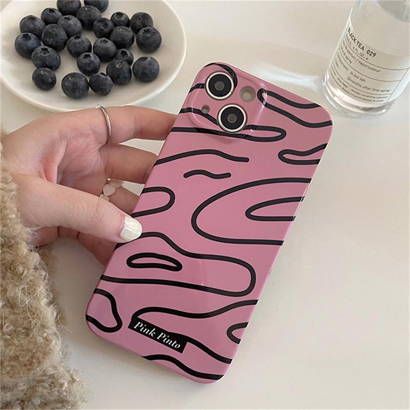 Ins Corea Estetica Graffiti Linee Flim Cassa Del Telefono Per Il Iphone 14 13 12 11 Pro Max Cute Cartoon Bunny Antiurto Hard Cover Funda